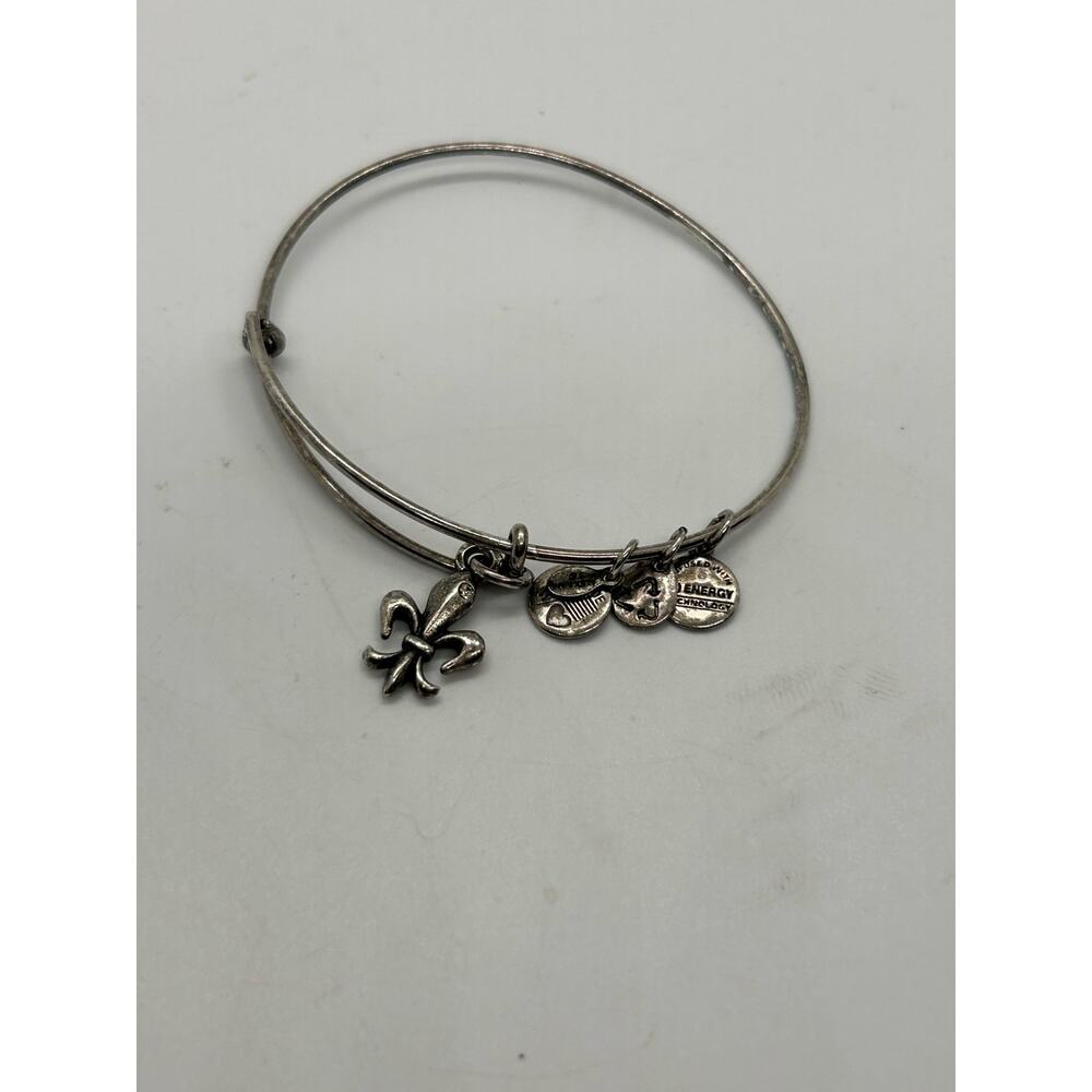 Alex & Ani Bracelet Lucky Clover Energy Fortune Silver Bangle Charm - Picture 2 of 3